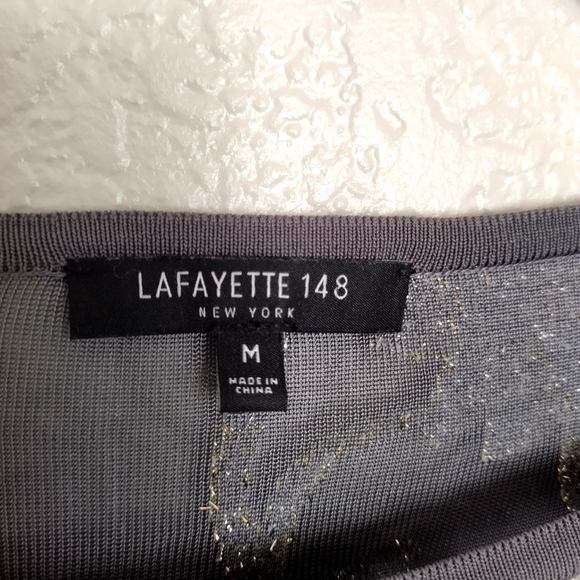 Lafayette 148 New York Tunic Top Phoenix Metallic Mesh Knit Long Sleeve Sz M - Picture 7 of 11